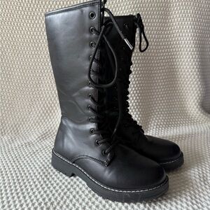 Steve Madden Black Kids Lace-Up Boots